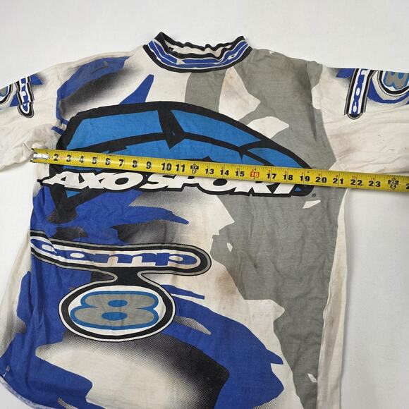 Vintage AXO Sport Shirt Mens Large Blue White Motocross Racing Jersey 90s - Picture 4 of 9